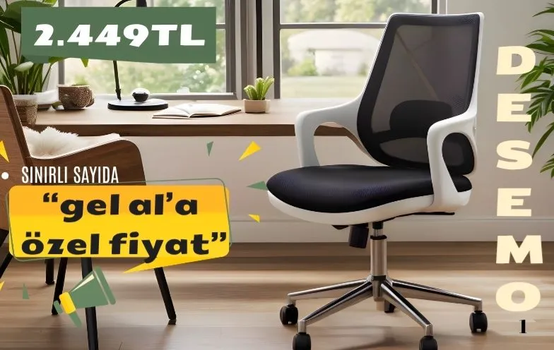 Desemo Yıldız Ayaklı Çalışma Koltuğu (Siyah)