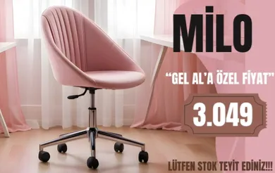Milo Krom Ayaklı Çalışma Koltuğu (Pembe Kumaş)