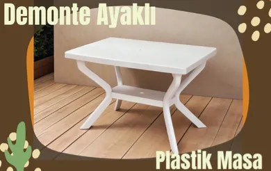 70x110 demonte ayaklı plastik masa teak