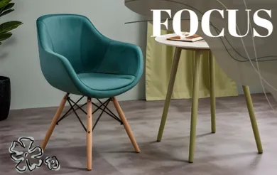 Focus Natural Ahşap Ayaklı Sandalye (Yeşil Kumaş)