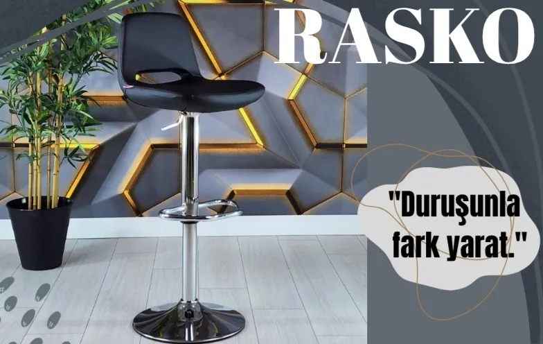 Rasko Bar Sandalyesi (Siyah Deri)