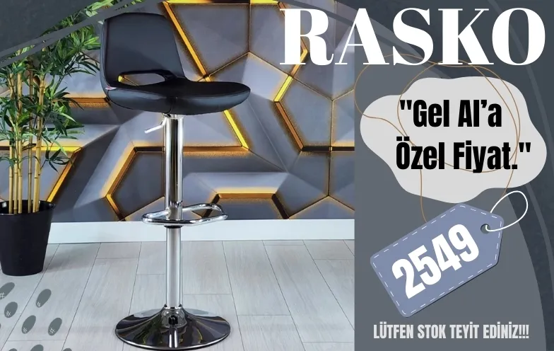 Rasko Bar Sandalyesi (Siyah Deri)