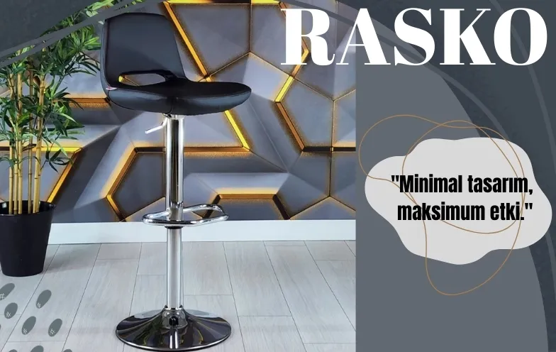 Rasko Bar Sandalyesi Siyah Deri