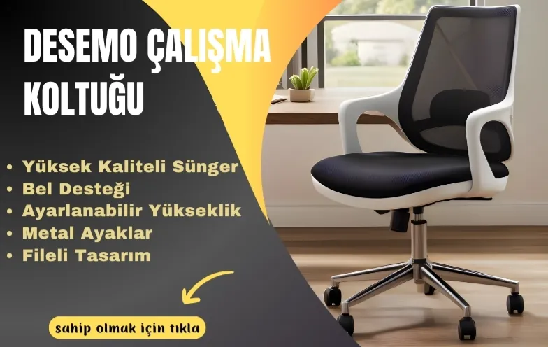 Desemo Yıldız Ayaklı Çalışma Koltuğu (Siyah)
