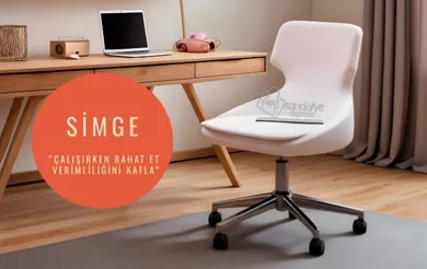 Simge Krom Yıldız Ayaklı Çalışma Koltuğu (Pembe Kumaş)