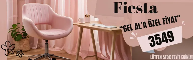 Fiesta Krom Ayaklı Çalışma Koltuğu (Pembe Kumaş)