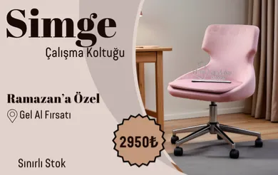 Simge Krom Yıldız Ayaklı Çalışma Koltuğu (Pembe Kumaş)