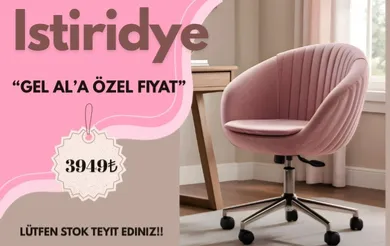 İstiridye krom Ayaklı Çalışma Koltuğu (Pembe Kumaş)