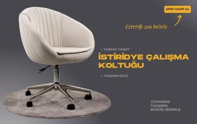 İstiridye krom Ayaklı Çalışma Koltuğu (Pembe Kumaş)