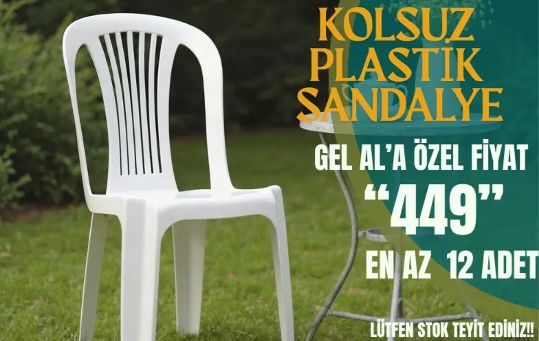Kolsuz Plastik Sandalye Beyaz