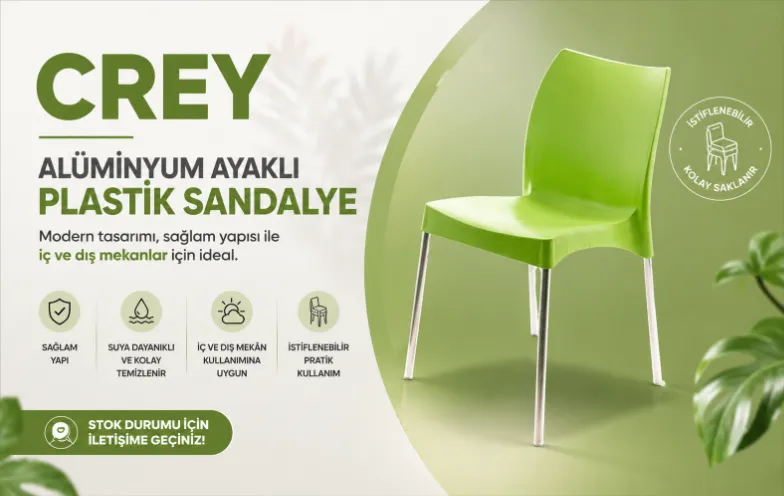 Crey Alüminyum Ayaklı Plastik Sandalye Yeşil