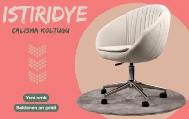 İstiridye Gold Ayaklı Çalışma Koltuğu (Pembe Kumaş)