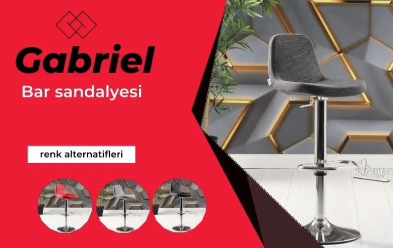 Gabriel Bar Sandalyesi (Siyah Deri)